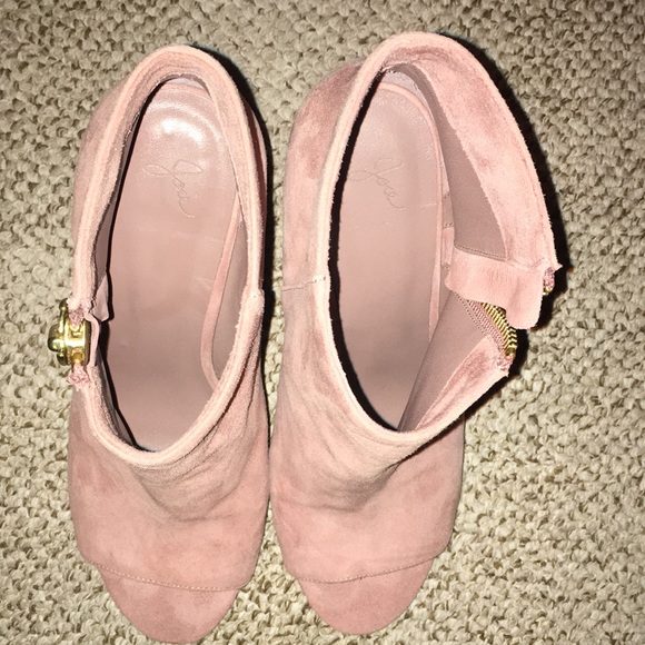 JOIE REAL SUEDE BLUSH COLOR PEEP TOE LEATHER SOLED EUC BOOTIES WORN 1x size eu40 - Picture 8 of 13
